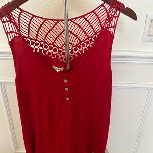 Maurices Red Top with Crochet Accents